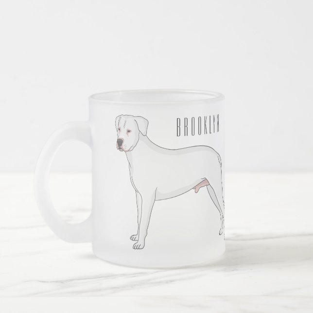 Dogo argentino dog cartoon illustration frosted glass coffee mug (Left)