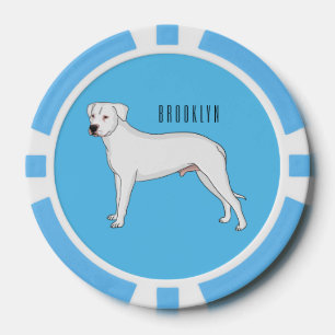 Dogo argentino dog cartoon illustration poker chips