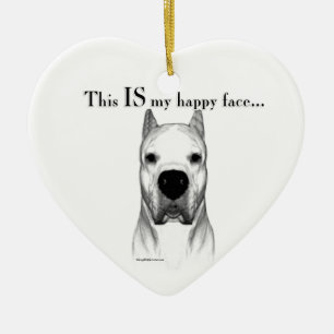 Dogo Argentino Happy Face Ceramic Tree Decoration