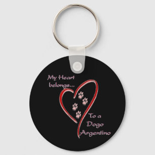 Dogo Argentino Heart Belongs Key Ring