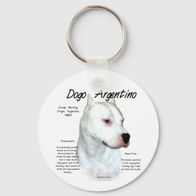 Dogo Argentino History Design Key Ring (Front)
