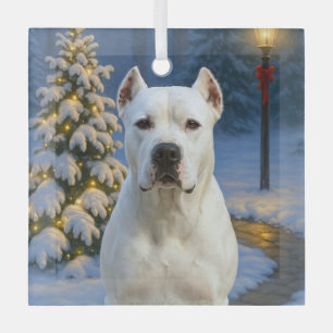 Dogo Argentino Holiday Glass Tree Decoration