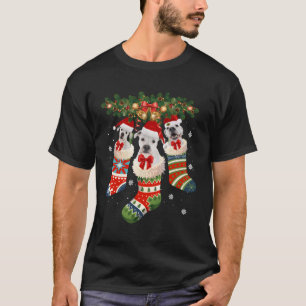 Dogo Argentino In Sock Dog Santa Hat Gift For Chri T-Shirt