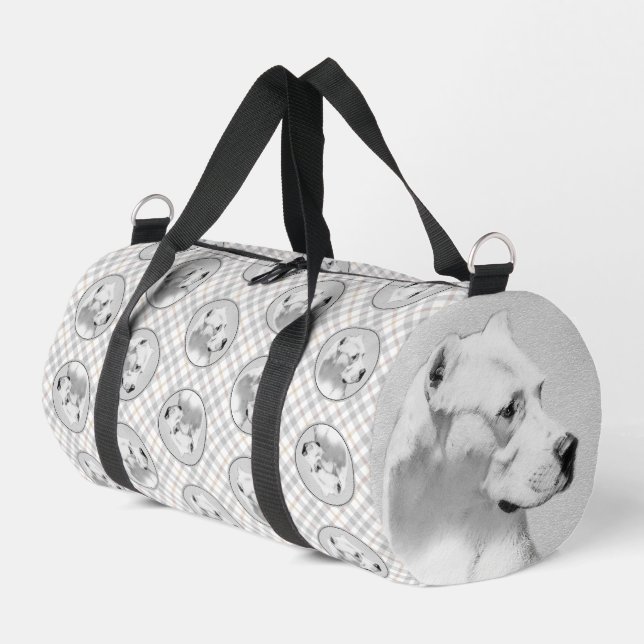Dogo Argentino Painting Mastiff Original Dog Art Duffle Bag (Left Corner)