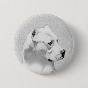 Dogo Argentino Painting - Original Dog Art 6 Cm Round Badge