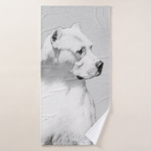 Dogo Argentino Painting - Original Dog Art Bath Towel Set
