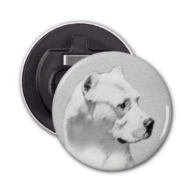 Dogo Argentino Painting - Original Dog Art Bottle Opener (Front)