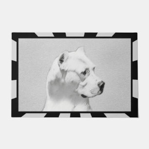 Dogo Argentino Painting - Original Dog Art Doormat