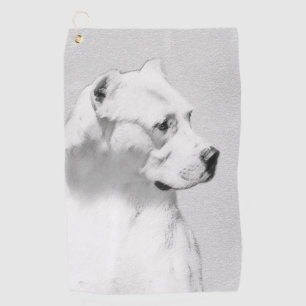 Dogo Argentino Painting - Original Dog Art Golf Towel