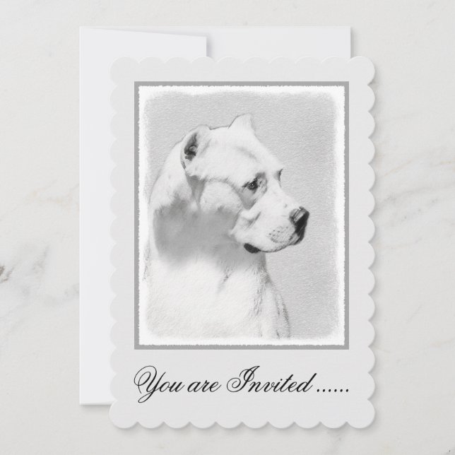 Dogo Argentino Painting - Original Dog Art Invitation (Front)
