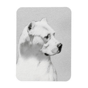 Dogo Argentino Painting - Original Dog Art Magnet