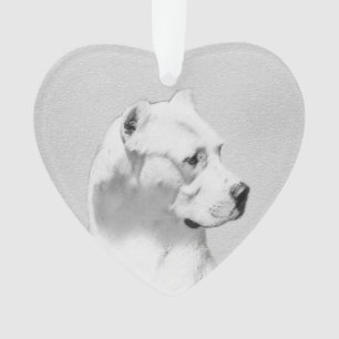 Dogo Argentino Painting - Original Dog Art Ornament