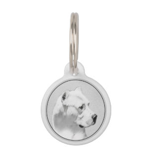 Dogo Argentino Painting - Original Dog Art Pet Tag
