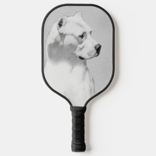Dogo Argentino Painting - Original Dog Art Pickleball Paddle