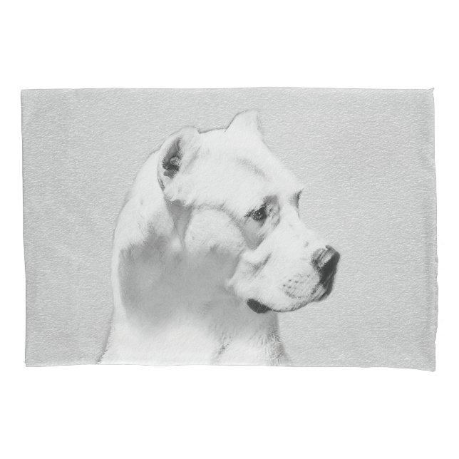 Dogo Argentino Painting - Original Dog Art Pillowcase (Front)