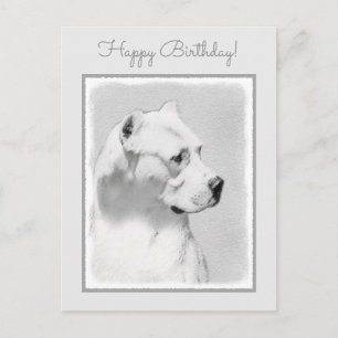 Dogo Argentino Painting - Original Dog Art Postcard