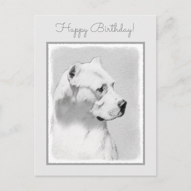 Dogo Argentino Painting - Original Dog Art Postcard (Front)