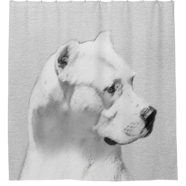 Dogo Argentino Painting - Original Dog Art Shower Curtain (Front)