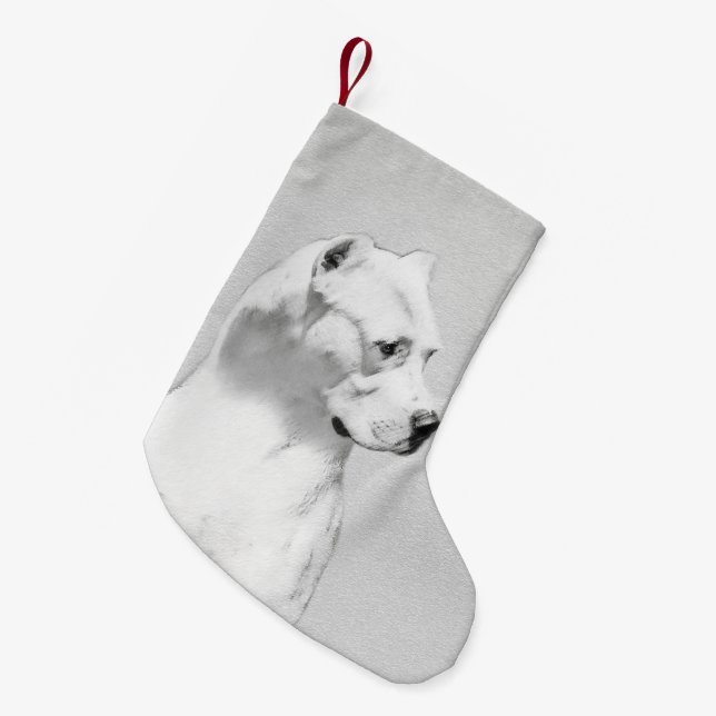 Dogo Argentino Painting - Original Dog Art Small Christmas Stocking (Front (Hanging))