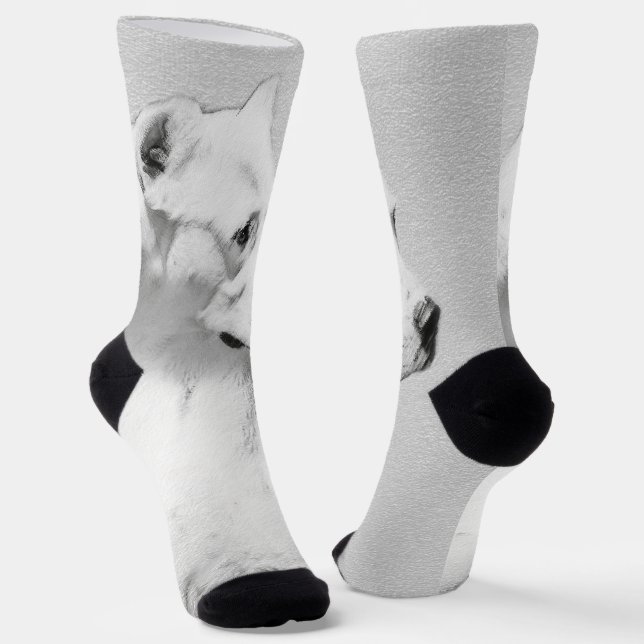 Dogo Argentino Painting - Original Dog Art Socks (Angled)
