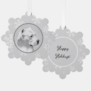 Dogo Argentino Painting - Original Dog Art Tree Decoration Card
