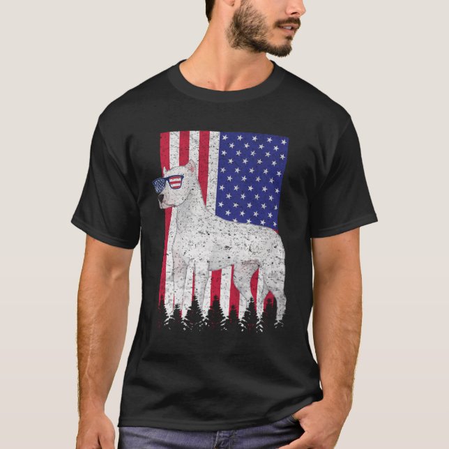 Dogo Argentino Patriotic Dog Usa Pride American Fl T-Shirt (Front)