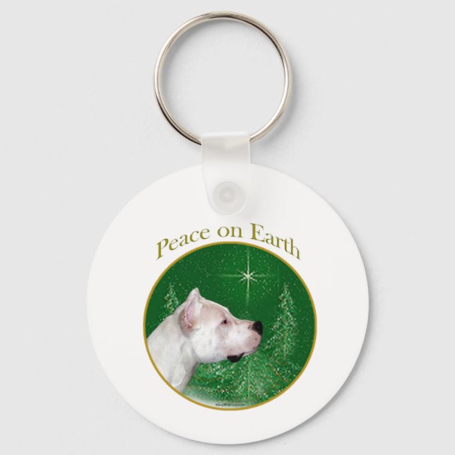 Dogo Argentino Peace Key Ring (Front)