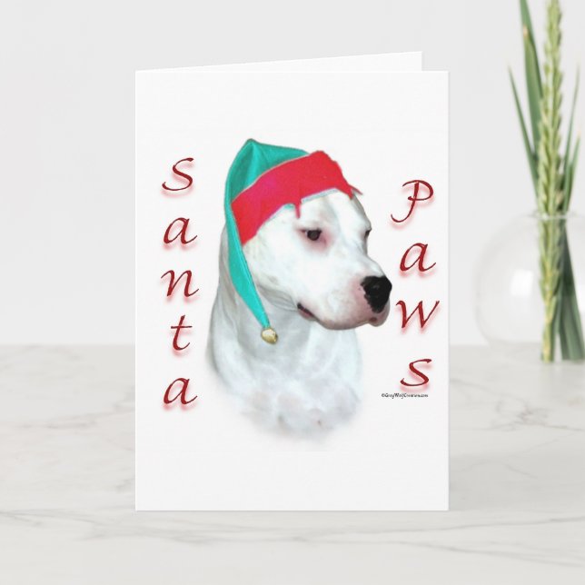Dogo Argentino Santa Paws Holiday Card (Front)