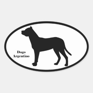 Dogo Argentino SIlhouette Oval Sticker