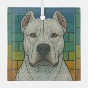 Dogo Argentino "Stained Glass" Glass Tree Decoration