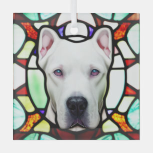 Dogo Argentino "Stained Glass" Glass Tree Decoration
