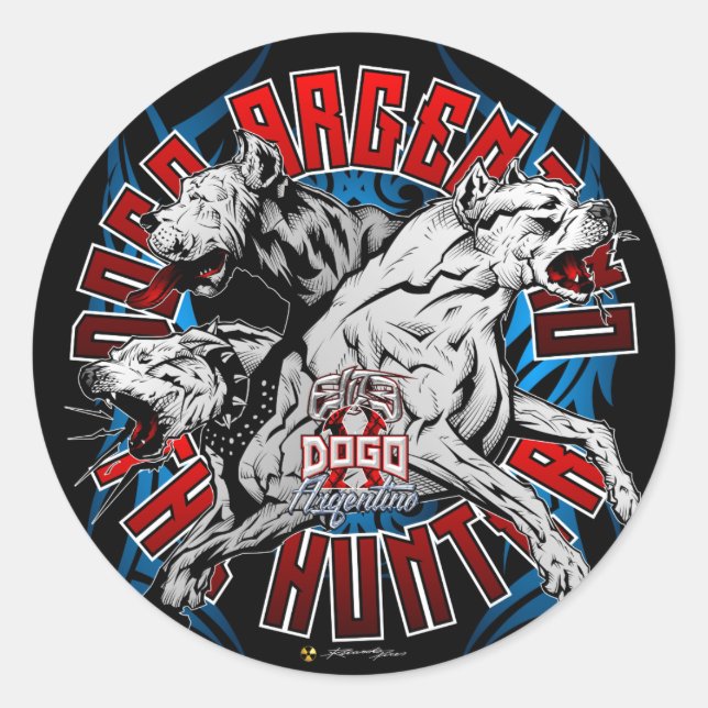 Dogo Argentino The Hunter Classic Round Sticker (Front)