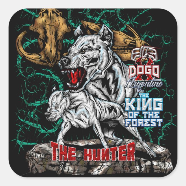 DOGO ARGENTINO - The Hunter - King of Forest Square Sticker (Front)