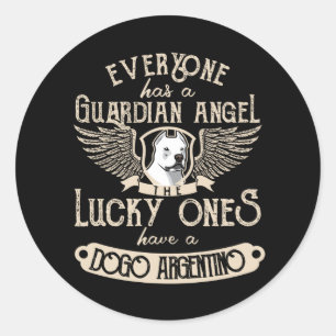Dogo Argentino With Guardian Angel Saying Classic Round Sticker