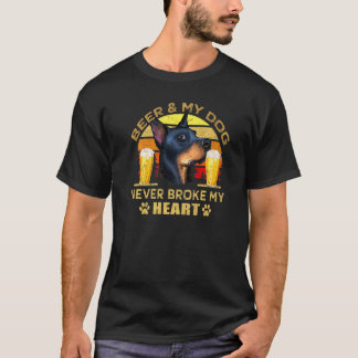 Dogs 365 Beer & Doberman Pinscher Dog Never Broke  T-Shirt
