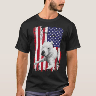 Dogs 365 Distress American flag Dogo Argentino Dog T-Shirt