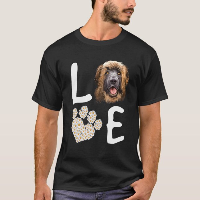 Dogs 365 Love Leonberger Dog Paw Pet Rescue T-Shirt (Front)