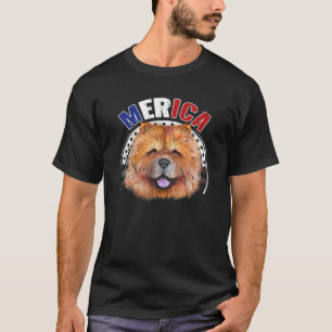 Dogs 365 Merica Chow Chow Dog American Flag USA T-Shirt