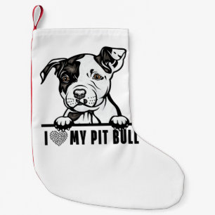 Dogs 365 Pit Bull Dog - I Love My Pet Cute PitBull Small Christmas Stocking