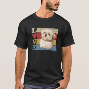 Dogs 365 Retro Love Shih Tzu Dog Vintage Gift T-Shirt