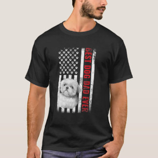Dogs 365 Shih Tzu Best Dog Dad Ever American Flag T-Shirt