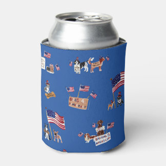 DOGS 4 DEMOCRACY Patriotic Blue Can Cooler