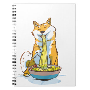 Dogs A shiba Inu dog eating ramen Notebook