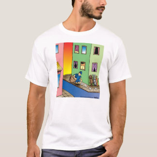 Dogs Ambush Mailman Cartoon T-Shirt