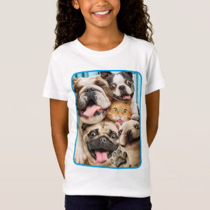 Dogs and a Cat Group Photo T-Shirt