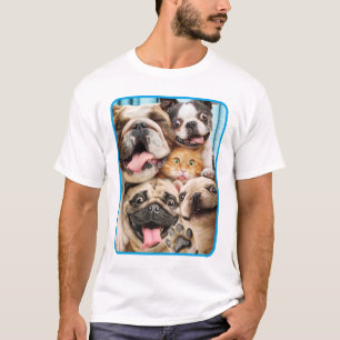 Dogs and a Cat Group Photo T-Shirt