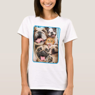 Dogs and a Cat Group Photo T-Shirt