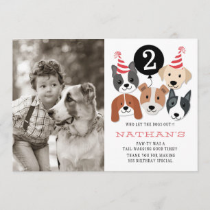 Dogs and Black Balloon Photo Thank you card