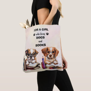 Dogs And Books Lovers Tote Bag
