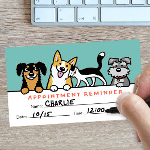 Dogs and Cat Cute Animal Care Appointment Reminder Business Card